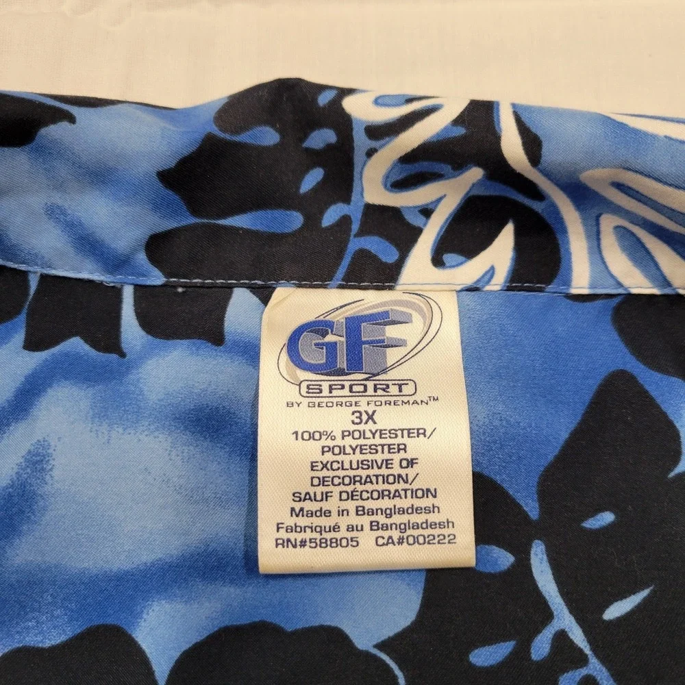 GF George Forman Sport‎ blue Hawaiian shirt size 3X